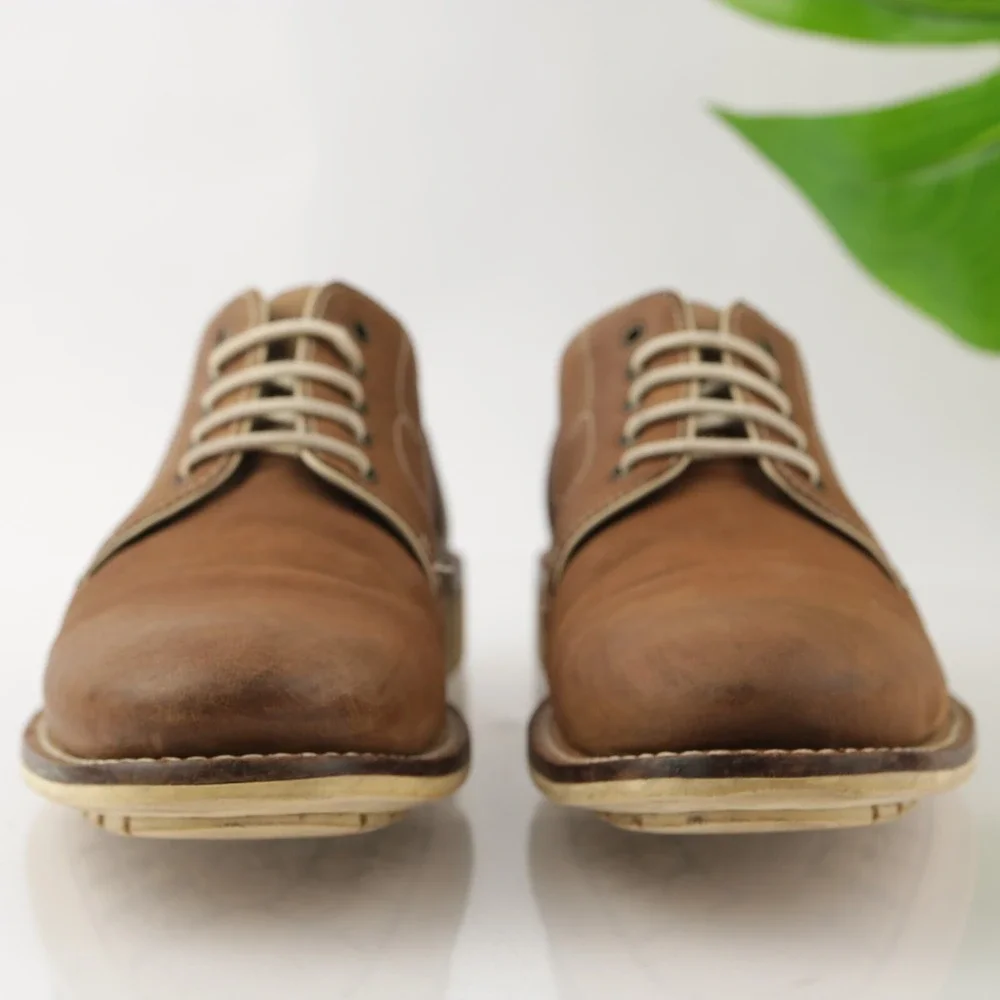 Ted Baker Mens Tich Oxford Size 8 Brown Leather Plain Toe Lug Sole Casual Shoes